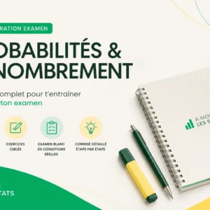 Pack entraînement examen probabilités et dénombrement avec exercices et examen blanc